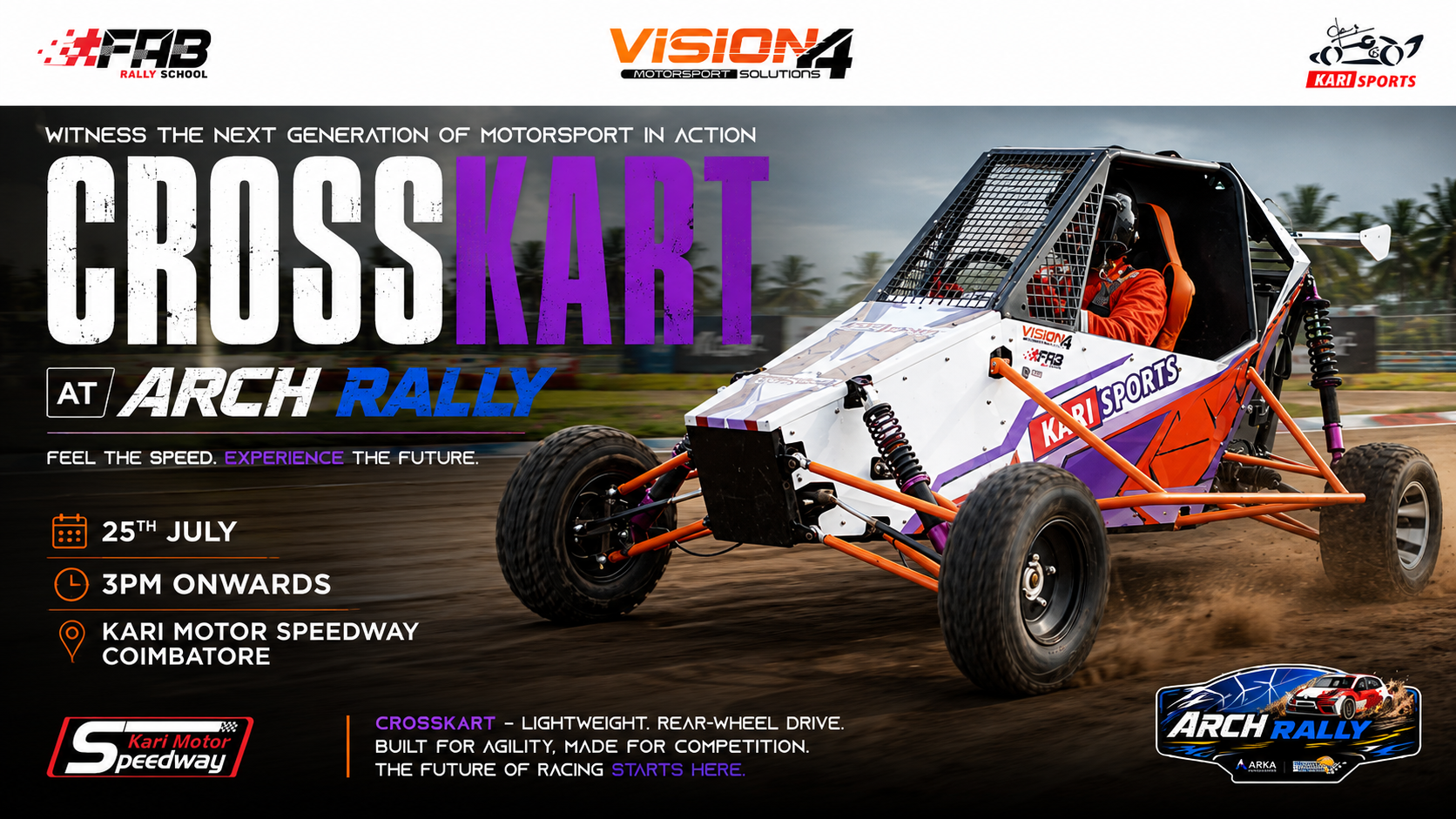 ARCH Rally to Showcase the Future of Indian Motorsport with CrossKart Demonstration at Kari Motor Speedway